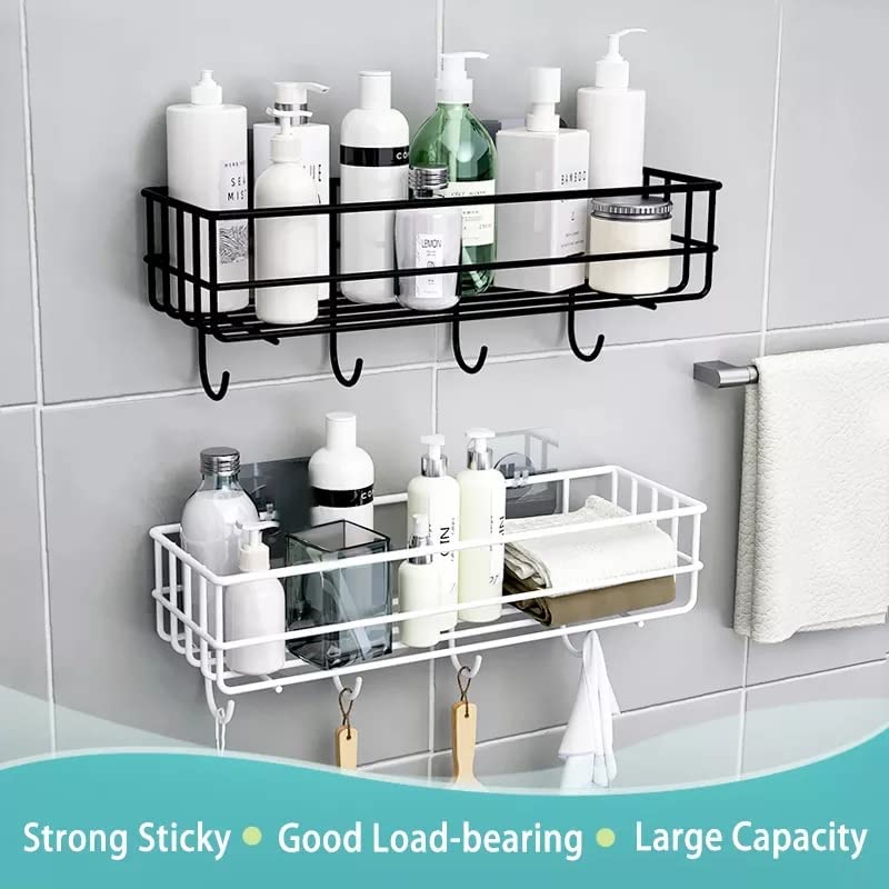 Multipurpose Self-Adhesive Wall Mounted Metal Rack with Bottom Hooks (Set of 2) - Image 3