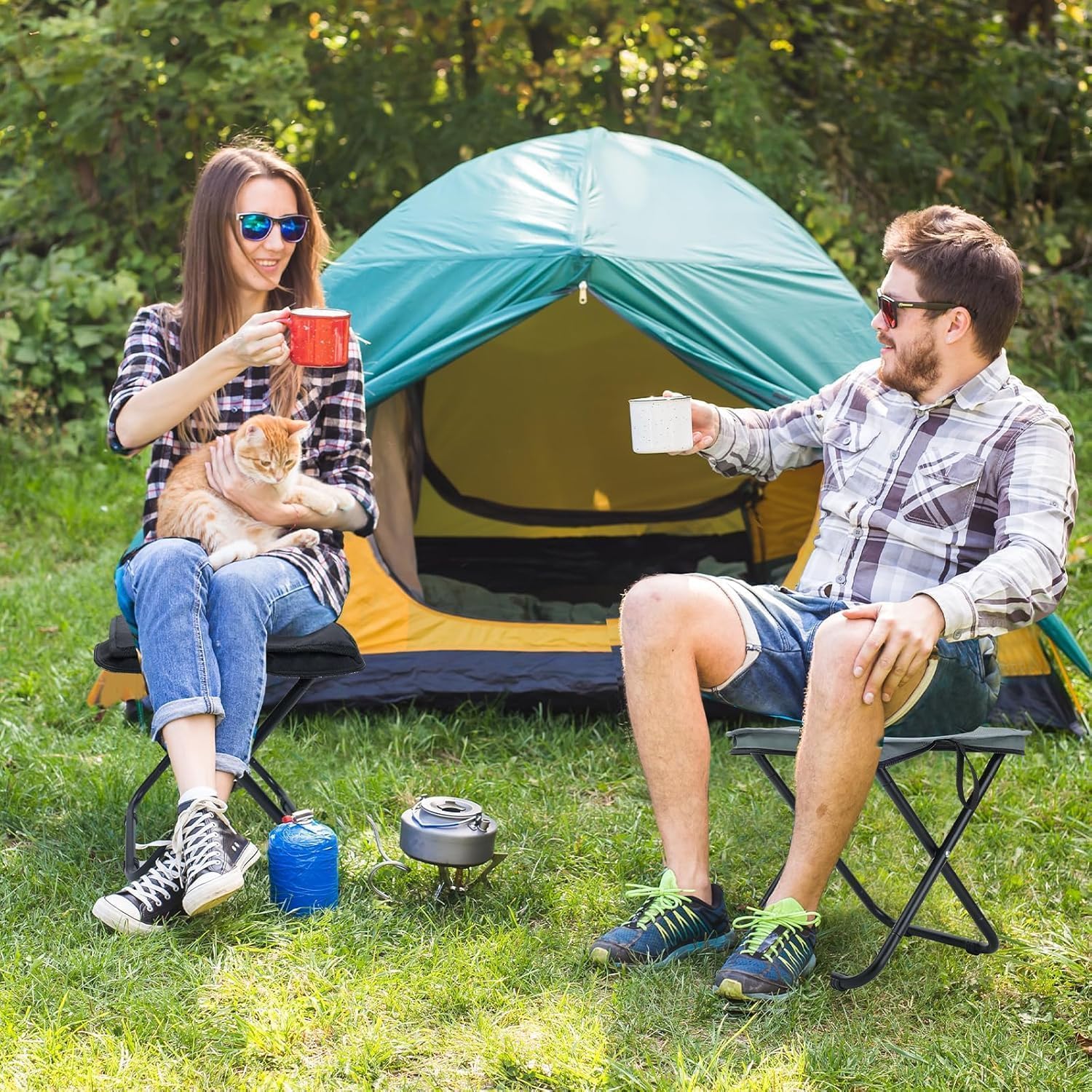 Folding Stool Portable Mini Camping Stool with Carry Bag - Image 3