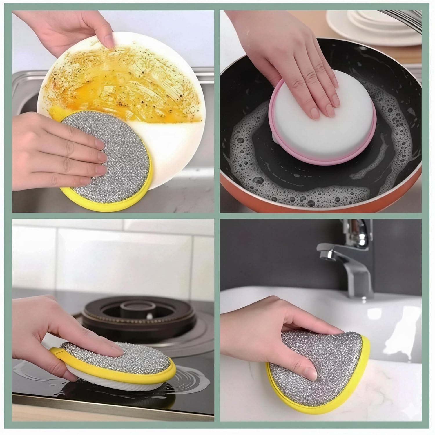 4Pcs 2-in-1 Kitchen Scrubber Set - Image 5