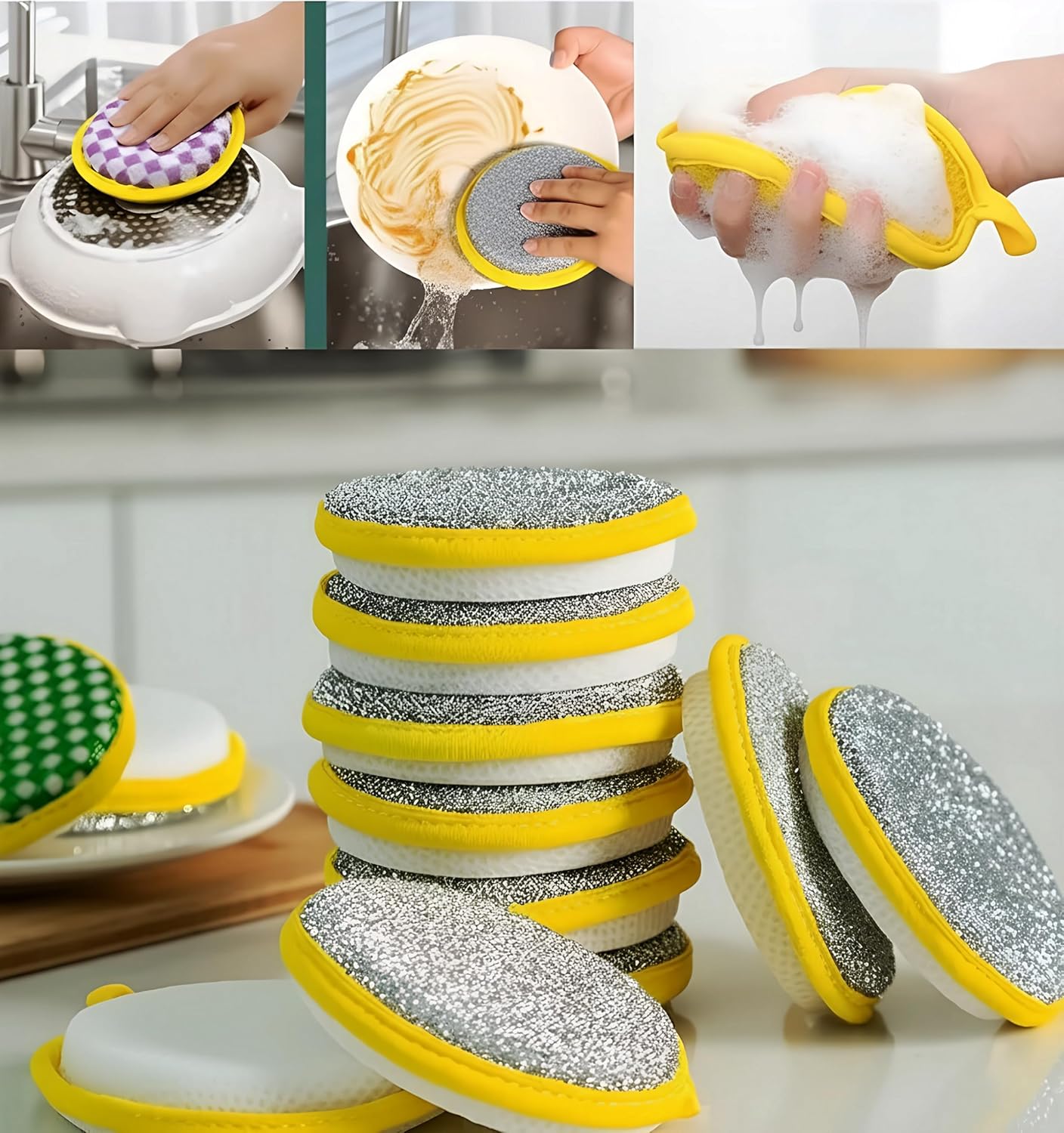 4Pcs 2-in-1 Kitchen Scrubber Set - Image 4